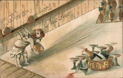 Wishing You a Happy New Year - Cherub Bowling Postcard