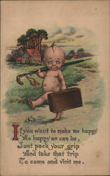 Baby Cupid Leaving on a Trip Postcard