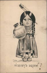 Nobody's Squaw: Native American Child with Pottery Postcard