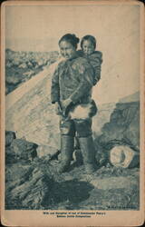 Wife and Daughter of one of Commander Peary's Eskimo Arctic Companions Postcard