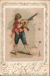 Boy Playing a Mandolin Postcard