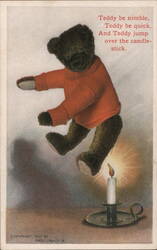 Teddy Bear Jumping Over Candlestick Postcard