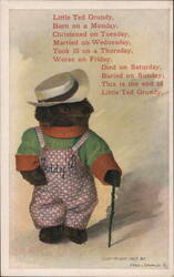 Little Ted Grundy Poem, Dressed Teddy Bear Postcard