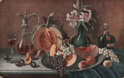 Still Life with Pumpkin, Fruit, and Flowers Postcard