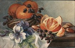 Still Life with Oranges, Anemones, and Grapes Postcard