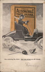 Woman Driving Car, Cycle and Automobile Trade Journal Postcard