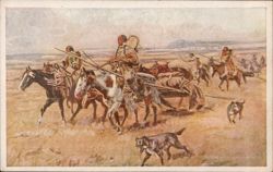 Native American Indians on Horseback Postcard