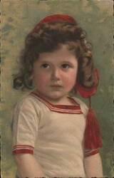 Child in Red Fez and Sailor Suit Postcard