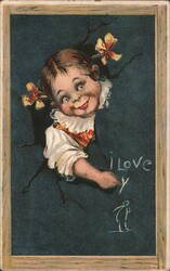 I Love You - Child with Flowers Postcard