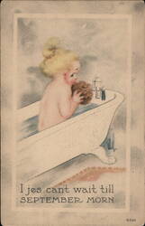 Baby Girl in Bathtub with Sponge Postcard