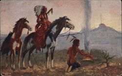 Signal Fires - Native American Sending Smoke Signals Postcard