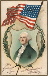 George Washington Birthday Greeting Postcard