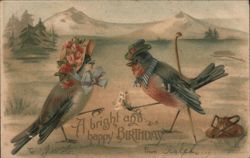 A Bright and Happy Birthday - Birds Postcard