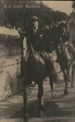 Benito Mussolini on Horseback Postcard