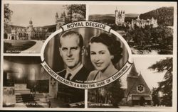 Royal Deeside: Balmoral Castle, Crathie Church, Royal Couple Postcard