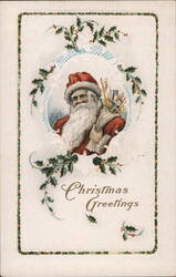 Christmas Greetings - Santa with Toys Postcard