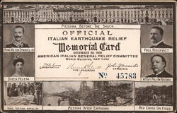 Official Italian Earthquake Relief Memorial Card Postcard