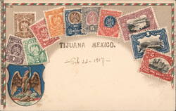 Tijuana Mexico with Mexican Stamps Postcard