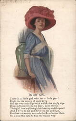 To My Girl - Woman with a Large Hat Postcard