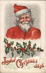 Joyful Christmas Days - Santa Claus with Holly Postcard