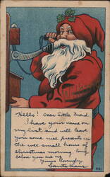 Santa Claus on the Telephone Postcard