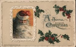 A Joyful Christmas - Santa Claus with Holly Postcard