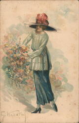 Woman in a Garden Postcard