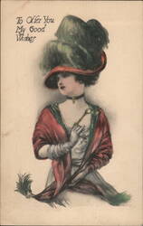 Woman in a Large Hat Postcard