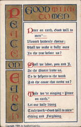 Peace on Earth, Good Will to Men - Christmas Poem Postcard