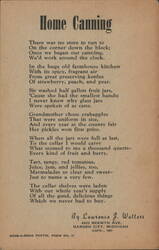 Home Canning, Sing-A-Song Postal Poem No. 27 Postcard