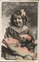 April Fool's Day - Girl with Fish Postcard