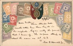 Turkish Stamps with Flags Postcard