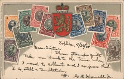 Stamps of Bulgaria with Coat of Arms Postcard