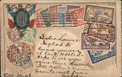 French Stamps Postcard