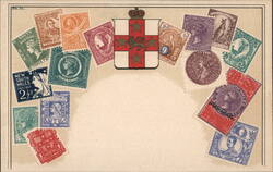 NSW Coat of Arms & Assorted Stamps Postcard