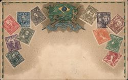 Brazil Commemorative Postcard with Stamps Postcard