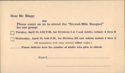 Second-Mile Banquet RSVP Card Saint Albans, WV Postal Cards & Correspondence Postcard Postcard Postcard