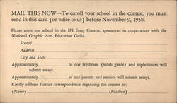 IPI Essay Contest Entry Form Postcard