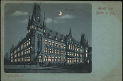 Night View of the Post Office, Cologne Postcard