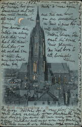 Gruss aus Frankfurt a. M. - Frankfurt Cathedral at Night Postcard