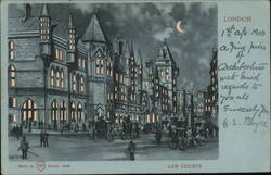 London Law Courts at Night Postcard