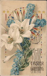 Easter Greeting, White Lilies and Forget-Me-Nots Postcard