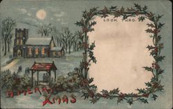 A Merry Xmas Church Scene Postcard