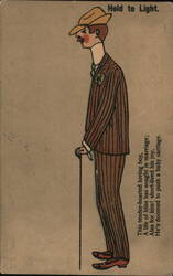 Hold to Light - Man with Cane Postcard