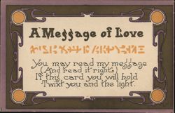 A Message of Love - Hold to Light to Reveal Hidden Message Postcard