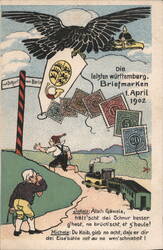 Württemberg Letter Carriers - April Fool's Day 1902 Postcard