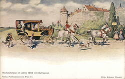 Honeymoon Carriage Ride, circa 1840 Postcard