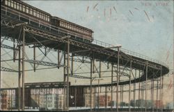 Elevated Train on Curve, New York Postcard