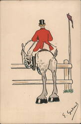 Humorous Horse and Rider Refusing a Jump Postcard