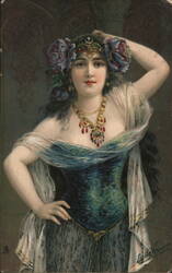 Inez, Costumed Woman with Flowers in Her Hair Postcard